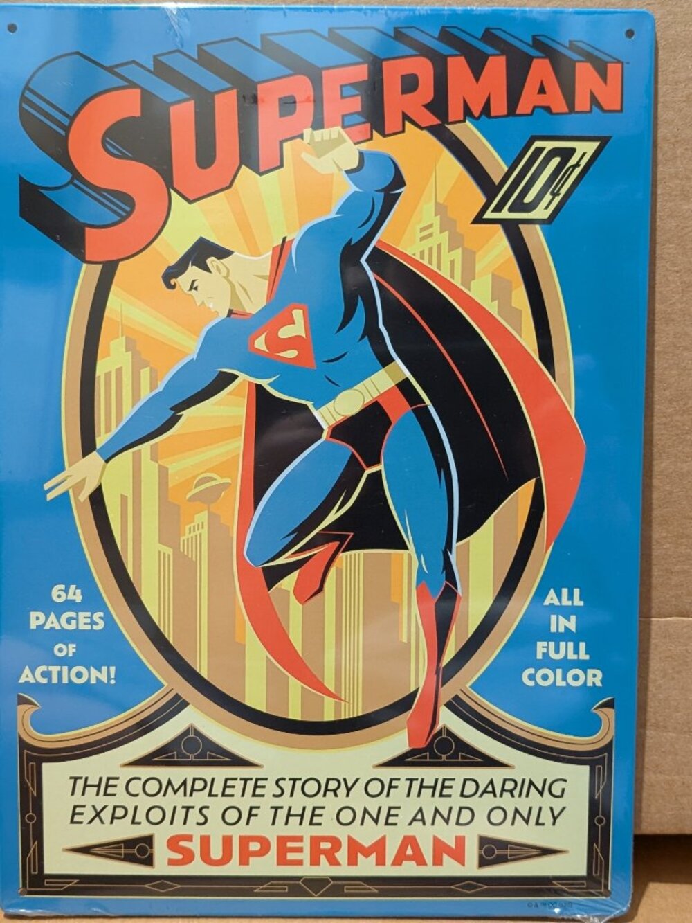 Superman Retro Comic Metal Tin Sign Official DC Comics Collectible Display Decor